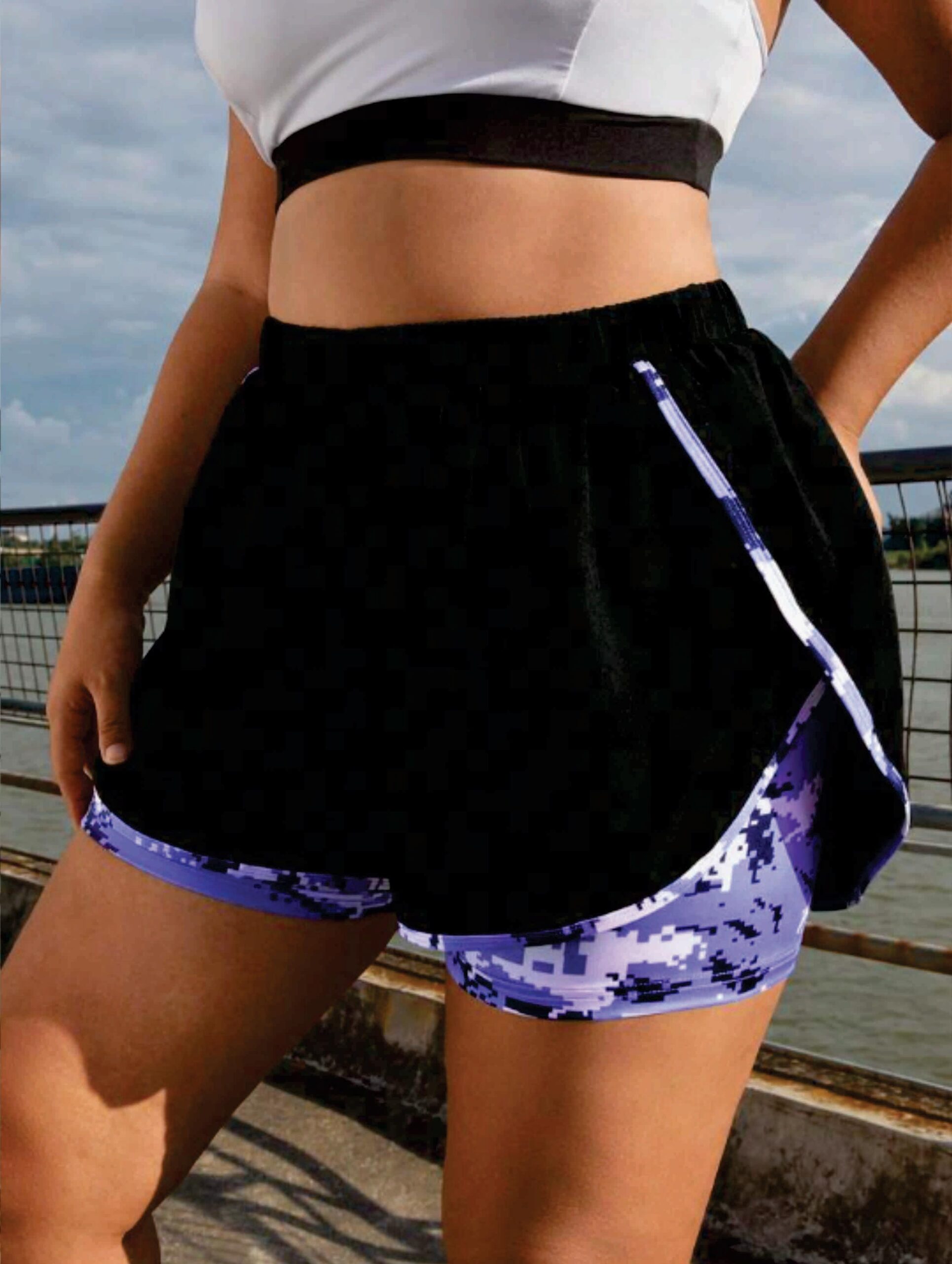 Short Falda Negro con Suplex y Nova Sublimado